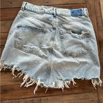 Anthropologie  Pilcro Cotton Denim Distressed Mini Skirt Blue 10 Photo 8