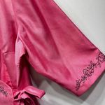 Dress Barn Vintage Pink with Black Embroidered Flowers Kimono Style Wrap Top by Photo 5