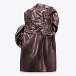 ZARA  VOLUMINOUS FLOWER MINI DRESS STRAPLESS SHIMMER SHINNY BROWN SIZE XS NEW Photo 13