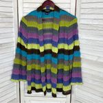 Peck & Peck Striped Crochet Open Front Cardigan Sweater 6 Gray Multi Photo 5