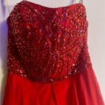 Sherri Hill red strapless beaded evening gown sz 2 Photo 5