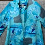 Vintage 60s Montgomery Ward Mid Century Mod Atomic Print Robe House Coat Dress Blue Size M Photo 3