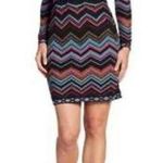 Missoni Vintage Chevron Long Sleeve V Neck Mini Wool Dress Stretch No Size Small Photo 0