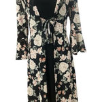 Siren Lily  2 Piece Tank Dress & Cardigan Size L Black Floral Long Bell-Sleeve Photo 0