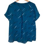 Apt. 9  Teal Black White 1/4 Zip Tie Front Blouse Size XXL Photo 1