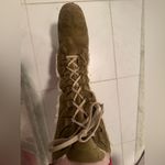 Strenesse Blue suede tall boots lace up wedge rubber sole whitish faux fur 9 Photo 1