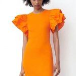 ZARA NWT Ribbed Ruffle Sleeve Mini Dress Photo 7