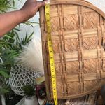 Large Vintage Gingham plaid wooden wicker woven picnic basket handbag duffle suitcase carryon leather handles #cottagecore #fairy #boho #indie Photo 4