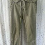 Free People Women's Olive Green Cargo Fold Over High Waisted Crop Pants Size 2 Photo 1