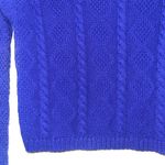 Guess Cobalt Blue Zip Shoulder Cable Knit Cropped Sweater Photo 4