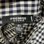 Premise Studio Women's Button Front Shirt Top Navy White Gingham Size 0X Photo 3