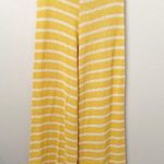 ZARA | Yellow White Stripe High Waist Knit Wide Leg Trousers Pull On | Large Photo 0