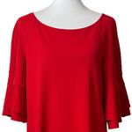 Tiana B . Dress Shift Ruffle Sleeves Scoop Neck Red Petite Women’s Size 12P Photo 4