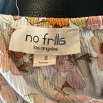 No Frills LA Womens Pullover Top Sz Small Floral V Neck Short Sleeve Orange Photo 3