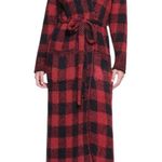 SKIMS NWT Knit Unisex Belted Robe Brick Buffalo Plaid Red Black Size S/M Photo 14