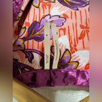 Anthropologie By  Thin Pink Floral Satin Double Breasted Sleep Top Size‎ M Photo 2