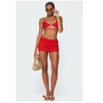 Edikted  Leola Ladder Knit Mini Skirt Red L Photo 1