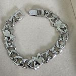White Gold Filled Pave Cuban Link Chain Bracelet with CZ and Butterfly Silver Photo 5