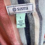 Susina Wide Sleeve Blouse Striped Pink Blue Relaxed Fit V Photo 3