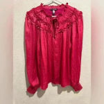 AQUA Ruffle Yoke Tie Neck Top Blouse 100% Exclusive Size XL Photo 5