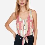 EXPRESS Striped Linen Cotton Tie Waist Tank Top L Photo 0