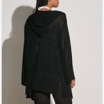 Elan  Black Crotchet Hoodie Open Front Cardigan(Size Large) Photo 1