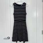 Alice + Olivia  Small Black, White Monah Pinstripe Stretch Knit Sleeveless Dress Photo 4