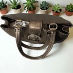 Coach Metallic Bronze Leather Buckle Shoulder Bag Satchel Handbag Purse Photo 3