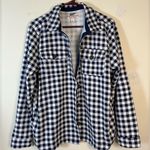 Lands' End  Navy and White Checkered Button Down Fleece feel‎ liner Women’s Large Photo 0