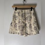 Abercrombie & Fitch abercrombie fitch Cream Black Print Cafe Scene Mini Skort XXS Linen Blend Photo 1