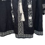 Free People  Embroidered Bohemian Festival Black & White Top EUC Size Small Photo 3