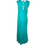 India Boutique Sleeveless Aqua Dress With Palm Tree Print L Swim Coverup Blue Size undefined Photo 2