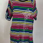 Sonia Rykiel Rainbow Striped Jeweled Floral Dress Pink Size 16 Photo 0