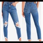 American Eagle  Mom Jean Distressed Raw Chewed Hem Sz 4 Boho Photo 1