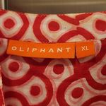 💕OLIPHANT💕 Mandarin Collar Blouse ~ Red Pink White Ikat Block Print XL Photo 5