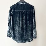 Anthropologie  Pilcro‎ Shirt Buttondown The Hadley Crushed Velvet Relaxed Blue XS Photo 5
