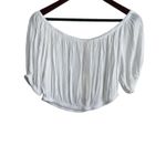 Elan Boutique Women CropTop M White Scoop Neck Short Sleeve Gauzey Beachy Resort NEW Photo 6
