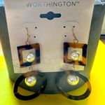 Worthington NEW  tortoise shell earrings​ Pearls NWT hoops sophisticated classic Photo 0