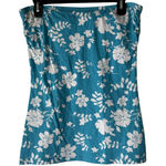 Vanity Y2k Hawaiian Large Blue White Floral Strapless Tube Top‎ Beach Summer Photo 0