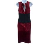 Venus Velvet Y2K Colorblock Dress Sz 6 Burgundy Holiday Glam Deep V-Neck Sexy Photo 4