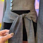 Vintage 90s Angelo Tarlazzi Wool 40s Style Side Tie Blazer Gray Photo 2