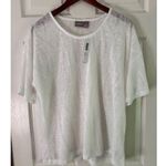 Chico's  Cleo Cutout Jacquard Top Short Sleeve Knit Fashion Antique White Size 2 Photo 7
