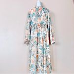 Emery Rose Sage Green, Peach & Light Brown Floral Long Sleeve Dress. Orange Size 1X Photo 5
