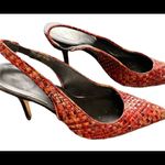 #122 DONALD J PLINER the basket weave sling back pump Red Size 7.5 Photo 1