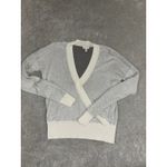 Garnet Hill White Tendu Surplice Neckline Pima Cotton Wrap Front Sweater size S Photo 1