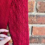 Jeanne pierre  womens crewneck basket weave rounded hem sweater red small Photo 4