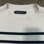 Merokeety  Striped Cropped Sweater Cream Black Ribbed Knit Crew Neck NWOT Photo 4