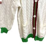 Forever 21 Oversized 90s y2k vintage colorblock cable knit v neck cardigan sweater white Photo 2