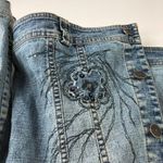 Betty Barclay Womens Denim Jacket Embroidered Beaded Floral Vintage Retro Y2K M Blue Size M Photo 2