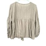 Lovestitch Lovestich Size Small Blouse Tan Lightweight Long Sleeve Babydoll‎ Flare V Neck Photo 1